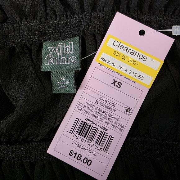 NWT Wild Fable XS Black Ruffle Tiered Crop Cami Top - Picture 3 of 5